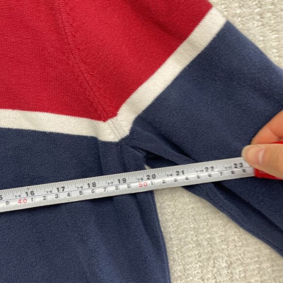 Tommy Hilfiger Sweater Mens L Blue / White / Red Cotton Half Zip Logo Classic - Picture 6 of 12